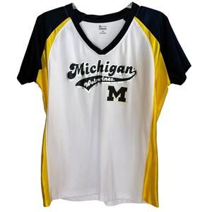 NWOT ~ U of M MICHIGAN WOLVERINES Short Sleeve Jersey Top ~ Women's LARGE